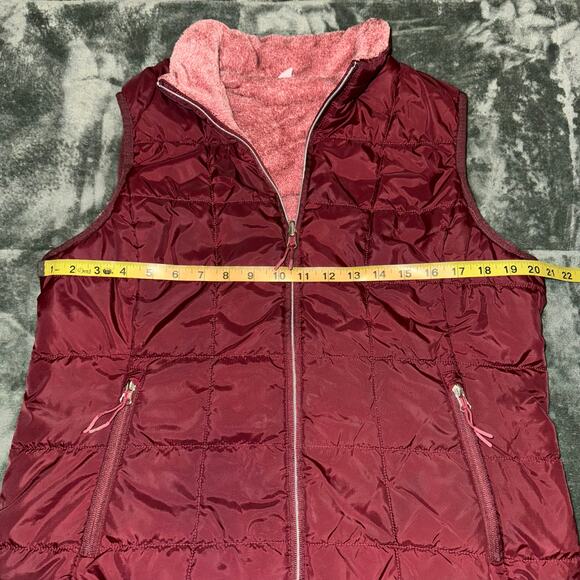 Free Country Dark Cherry Quilted Reversible Vest Woman's Size Large Red/Pink - Picture 4 of 9